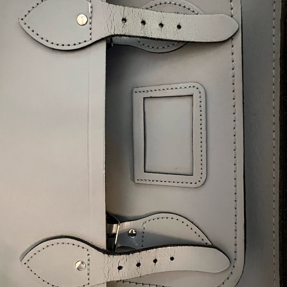 EUC Gray Cambridge Satchel Leather Batchel Briefcase Top Handle Bag Work Tote